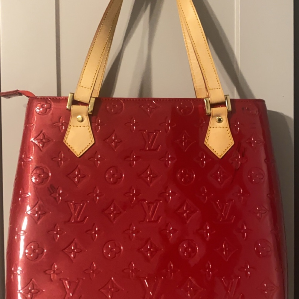 Louis Vuitton Red Patent Leather Tote Bag